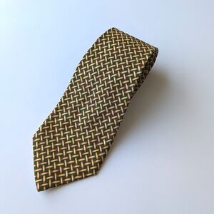 Moschino Basket-Print Smooth Weave Silk Neck Tie, Yellow Orange Green Black